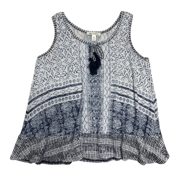 Knitted Blue and White Tank Top Keyhole Cutout Tie - Picture 4 of 6